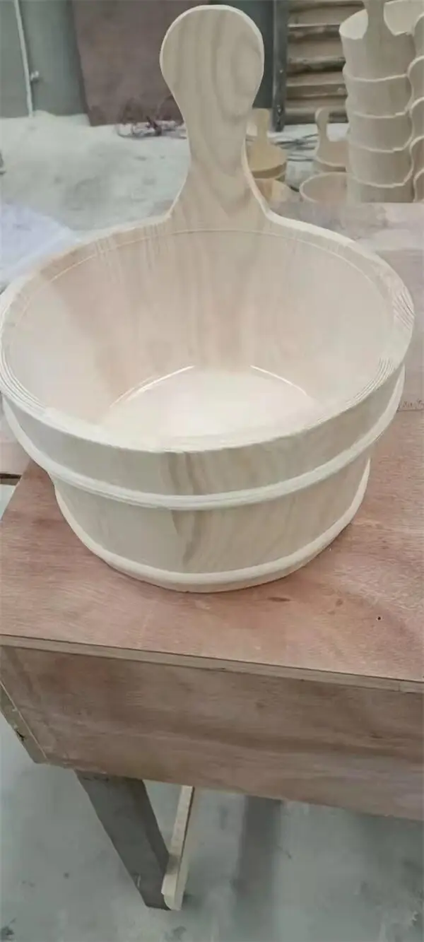 Wooden Barrel Handmade Traditional Sauna Bucket and Ladle Set Barrel Sauna Spa Accessory
