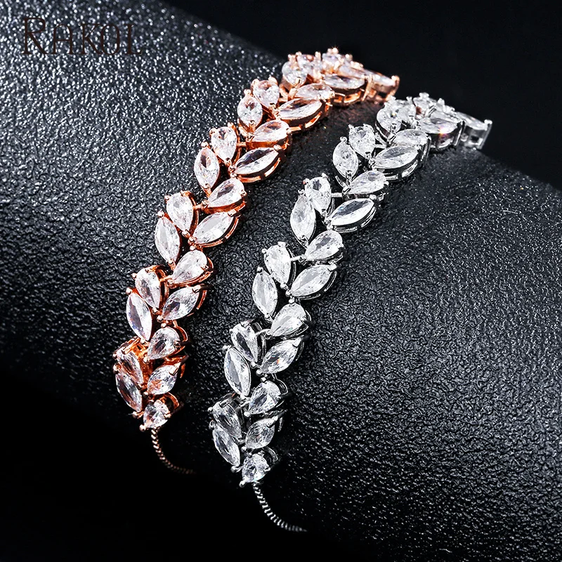 RAKOL BP2160 New Design irregular Adjustable Bracelet AAA Zircon Gold Plated Bracelet For Women