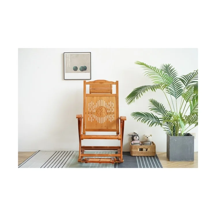Middle and new style folding chair for the elderly living room chair bamboo rocking chair