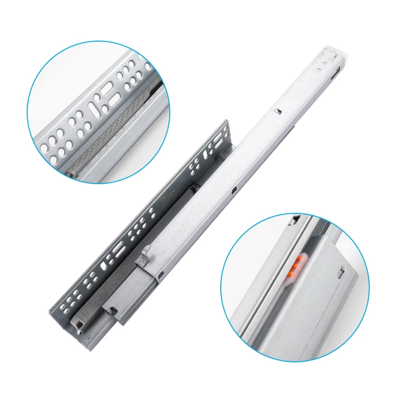 Factory Custom 3 Fold Hidden Telescopic Rails Soft Close Undermount Concealed Drawer Slide