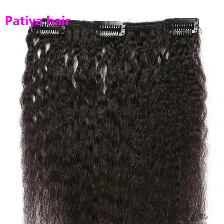 Buy Unprocessed 100 Grams per Set Kinky Straight Clip-In Extensions Peruvian Human Hair for Black Women Raw Material Double Weft