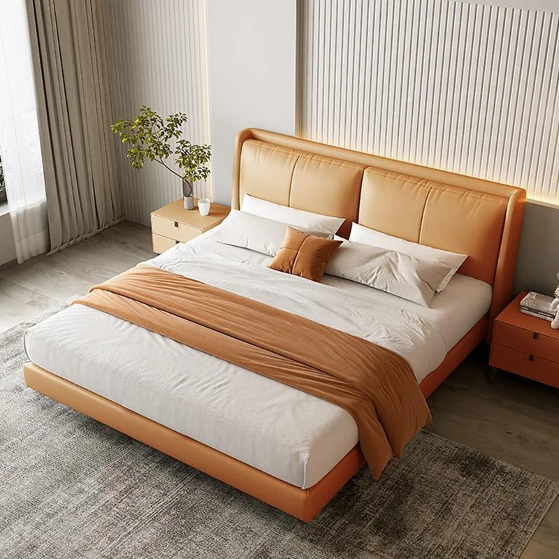 2024 new product launch Luxury king size bed frame modern up-holstered beds bedroom furniture floating bed frame