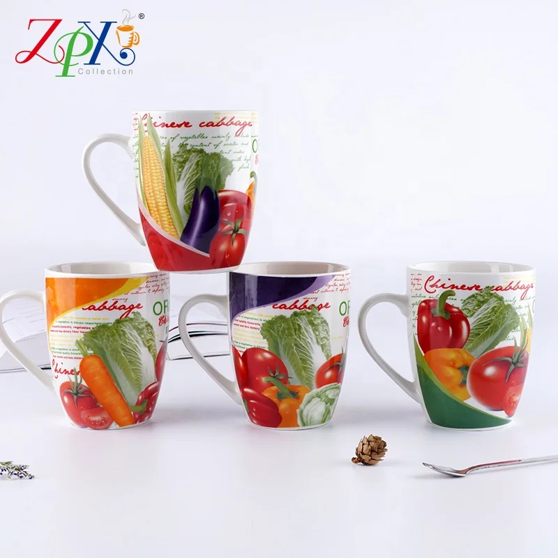 
China Popular and practical printed ceramic cups colored glass cup mug painted cup 