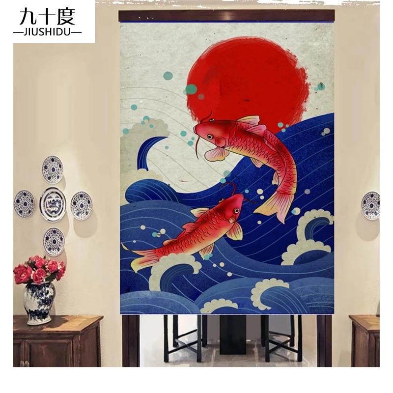 
Japanese Lucky Cat Noren Koi Fish Door Curtain Entrance Feng Shui Curtain Wave Curtain Polyester / Cotton Japan Style,modern 