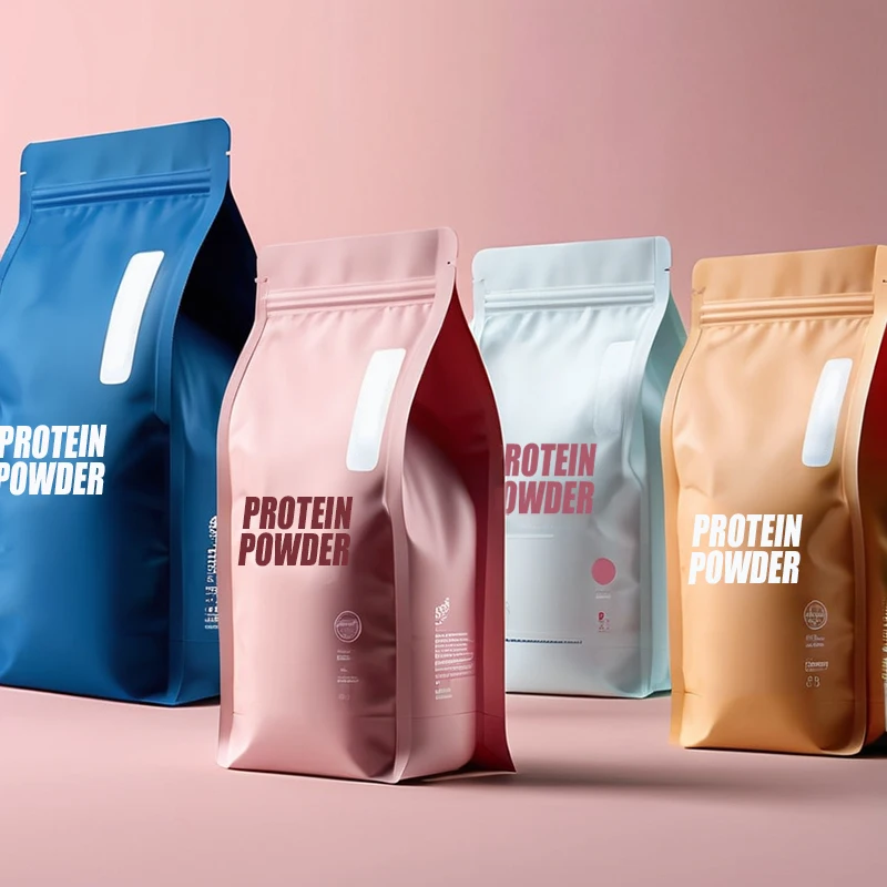 Custom Holographic Mylar Bag Zipper PET Plastic Food Pouch Packaging Protein Powder Pouch with Zipper