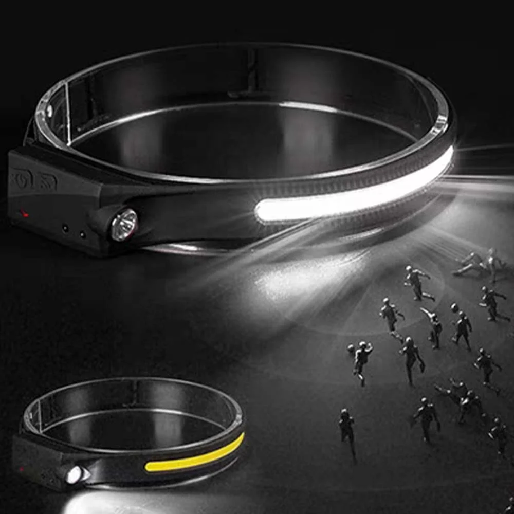 Popular High Power Helmet Headlamp Flashlight Headlight Silicone COB Sensor Head Lamp Light Type-c Rechargeable Led Headlamps