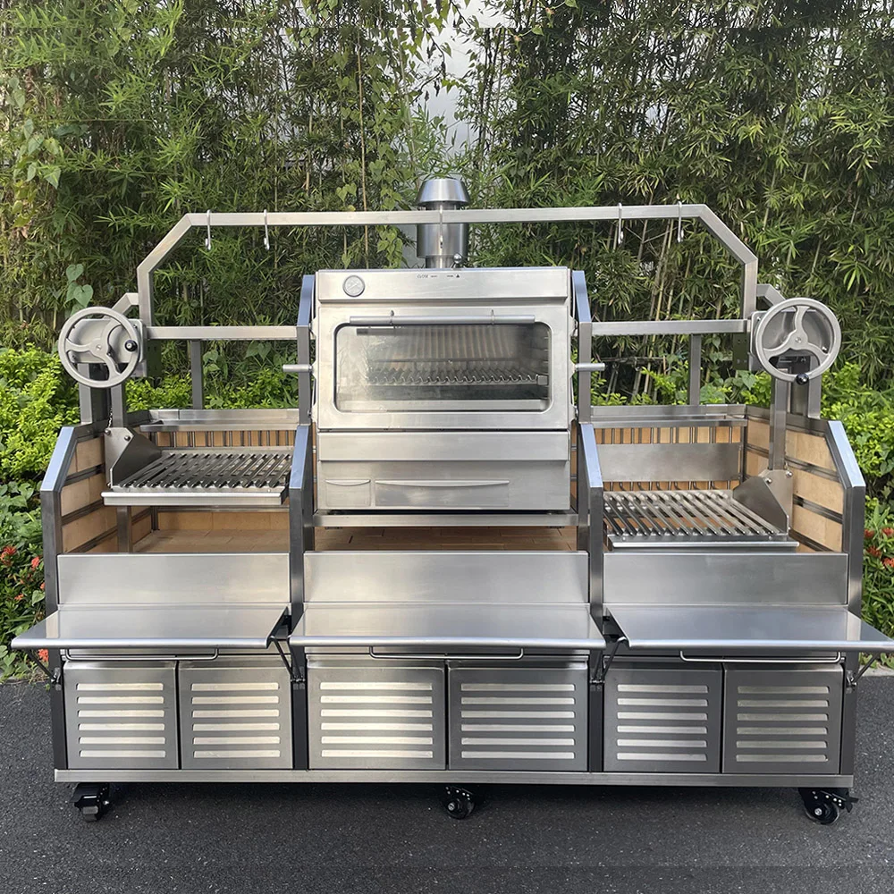 Stainless Steel Outdoor Charcoal Grill Oven Built In Argentinian Bbq Trolley Santa Maria Fire Place Argentine Grill Gaucho Grill
