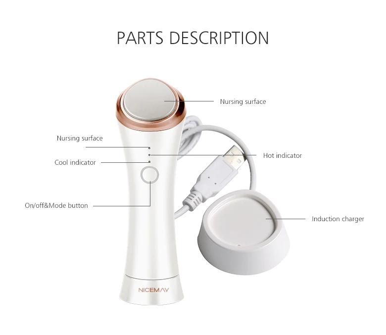 Rechargeable Hot and Cold Beauty Instrument Skin Care Device Sonic vibration Electric Cool Warm massage device 1521