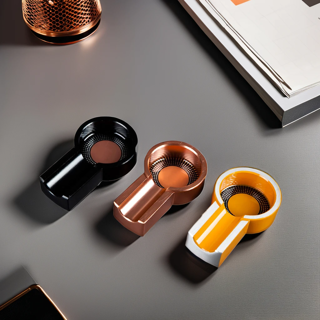 Portable Black Glazed Rectangular Gold Foil Rim Decal Wholesale Small Ceramic Cigarette Cigar Ashtray