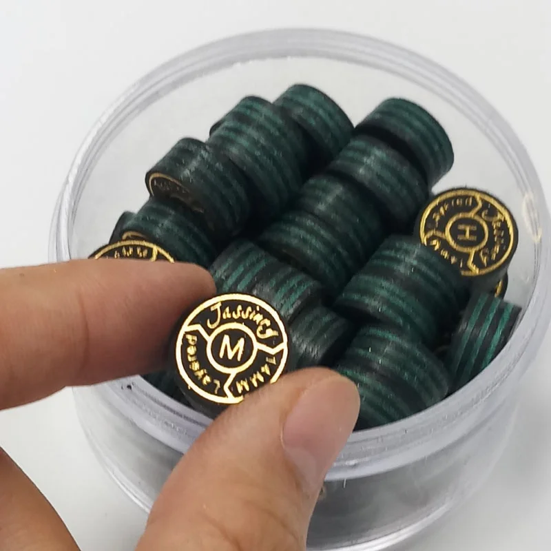 Original Jassinry 14mm cue tips S/M/H hardness black and green billiard tip Pool stick tips 7layers pigskin Billiard accessories