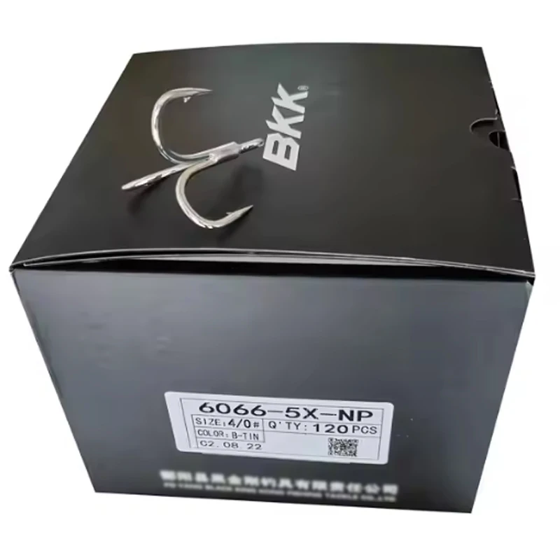 BKK 6066-5X-NP Fangs Bright TinTreble Hook 1/0 2/0 3/0 4/0 5/0 Strong Saltwater Fishing Hooks Fishhook  For Jigging  Minnow Lure
