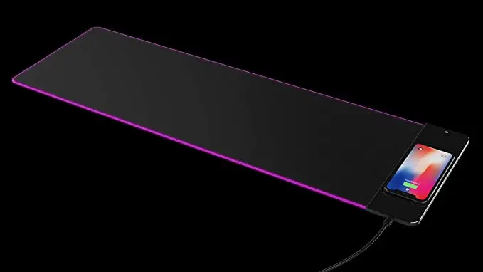 
Oem Custom Logo Black Gamer Big Large Computer Desk Rgb Led Gaming Keyboard And Mouse Pad Mats With Wireless Charger Charging 