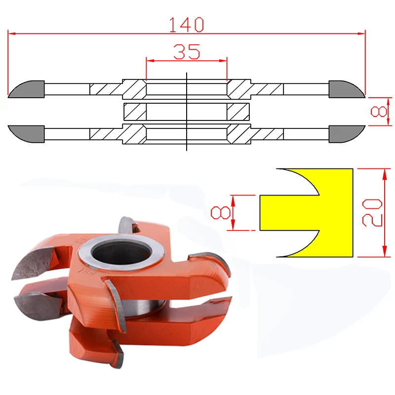Customized Woodworking tool round tenon knife carbide tipped chairs making milling cutters for sale