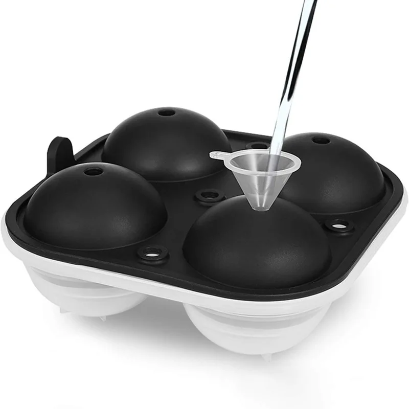 2.5inch Reusable Ice Ball Form Easy Release Round Silicone Ice Sphere Tray with Lids silicone sphere ice cube tray Mold