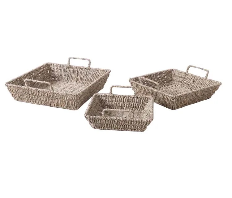 Natural handwoven square sea grass basket for organize sundries