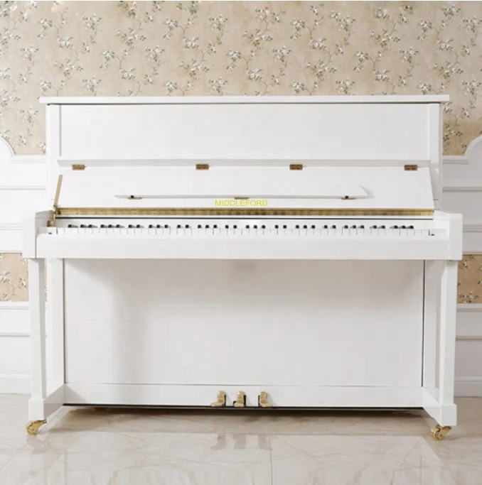 UP-116W Middleford white polish acoustic upright piano for sale