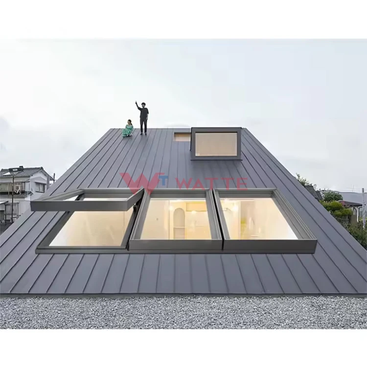 Easy assembly aluminum insulated glass waterproof rooflight electric open residential roof window curb mounted skylight