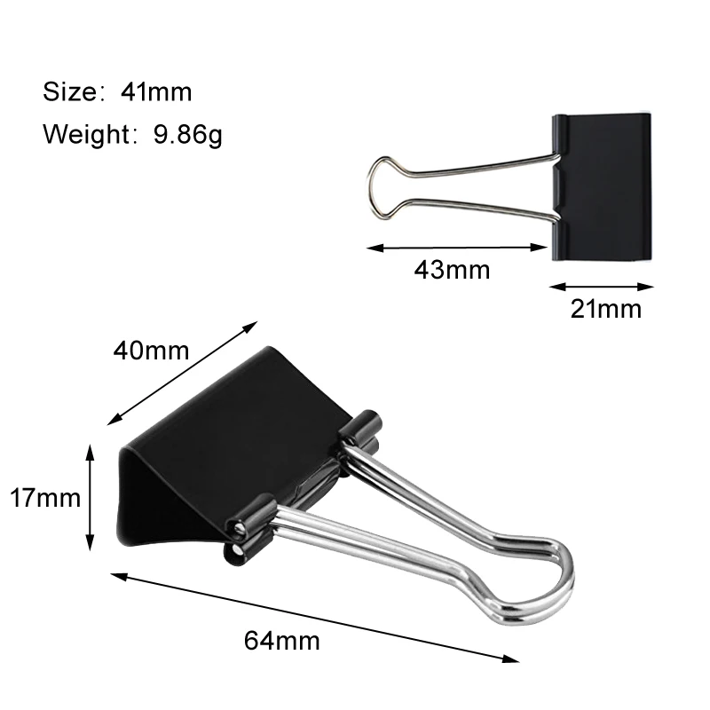 Professional Manufacture Metal Logo 1.6 Inch  Binder Clips Paper Clip For School And Office