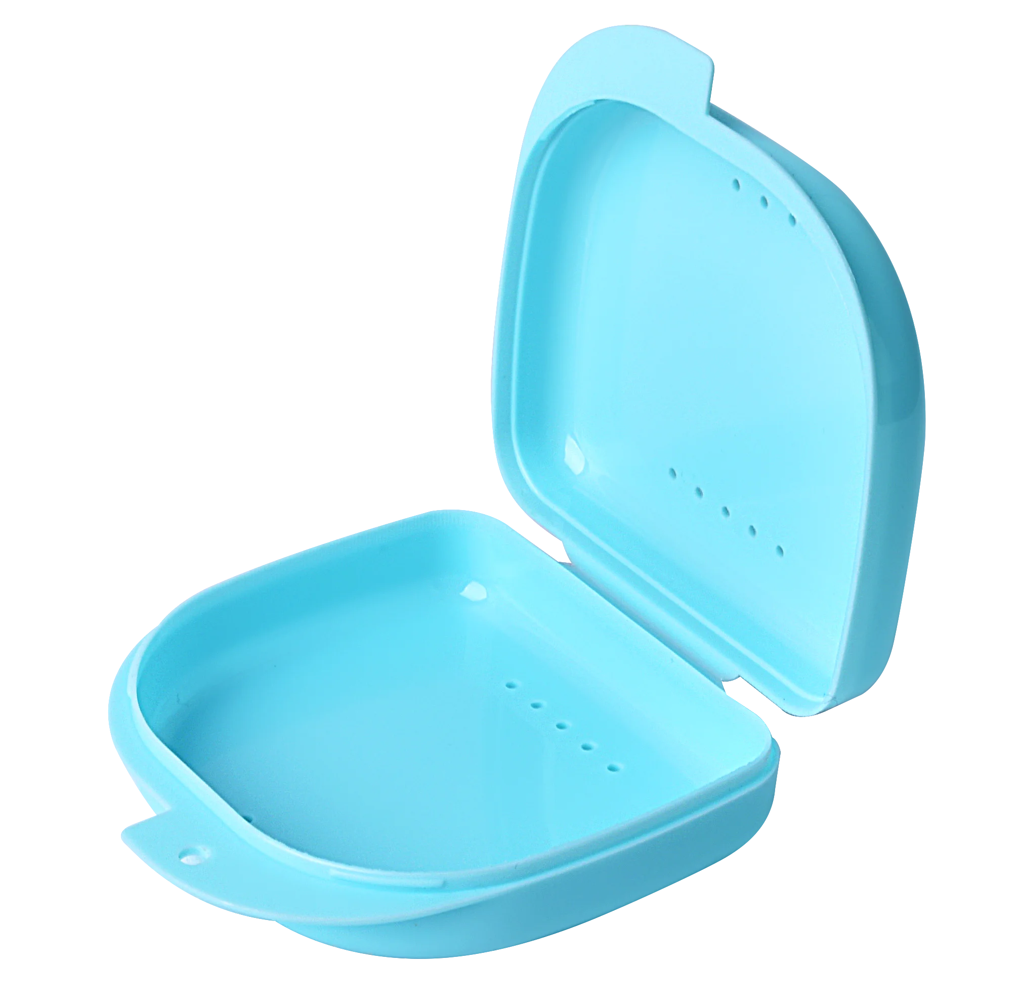 Retainer Case With Vent Holes and Hinged Lid Snaps Mouth Guard Case Orthodontic Dental Retainer Box Denture Storage Container