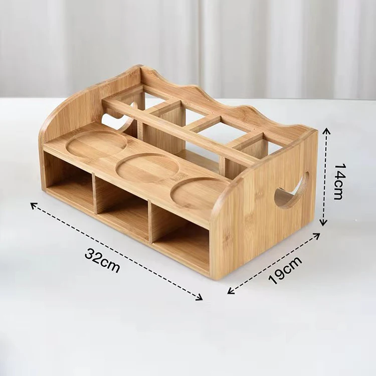 online hot sale Counter-top Bottle Display Holder Multi-functional bamboo and wood spice rack, two-tier kitchen shelf