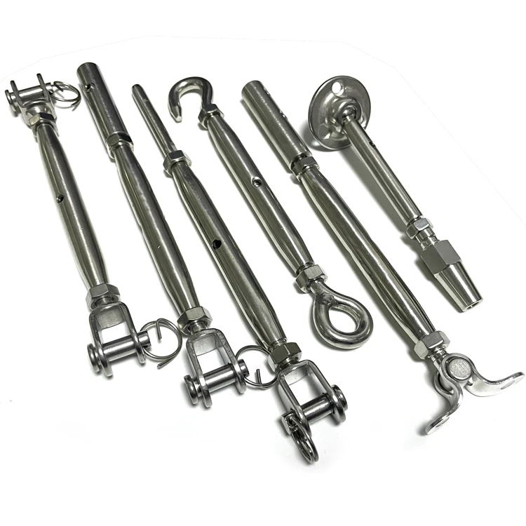 Cable deck railing system hardware fitting button toggle lag taps swivel inline jaw turnbuckle