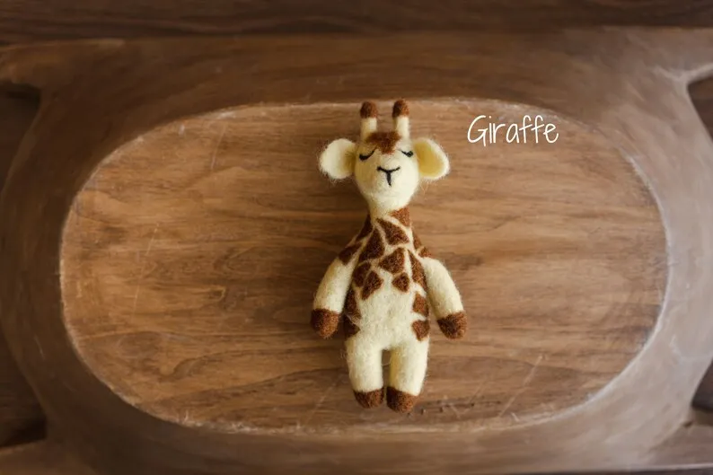 Newborn Felted Animal Toy Lion Giraffe Horse Felt Animals For Kids Toy