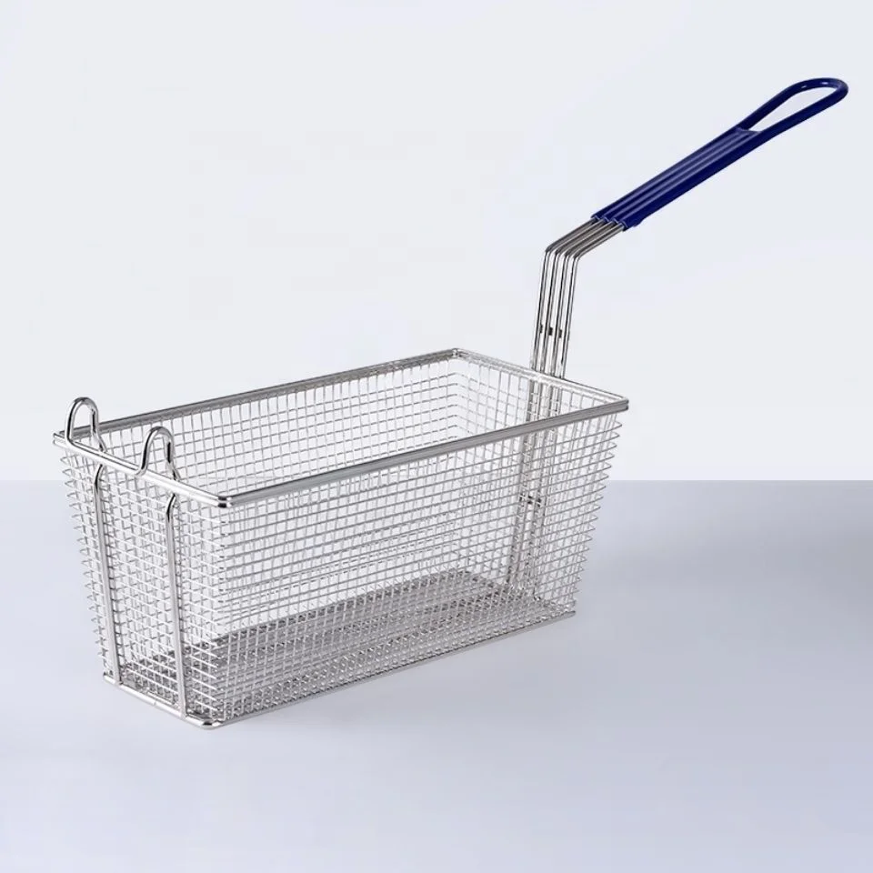 Perforated Strainer Kitchen Accessories Rectangle Wire Mesh Deep Fat Kitchen Stainless Steel Round Fryer Basket