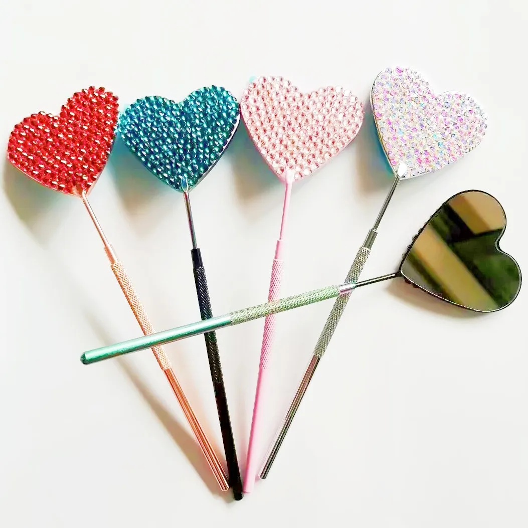 Square Large Eyelash Mirror Glitter Pink Color Stainless Steel Lash Mirror Makeup Mirror