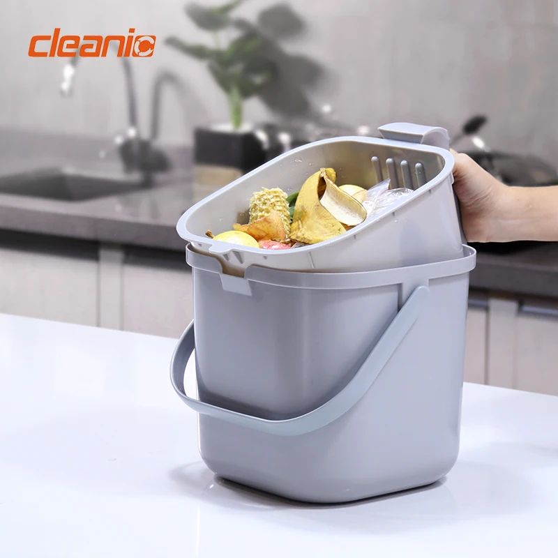 Home kitchen countertop small trash can garbage container plastic food recycling waste bin for kitchen