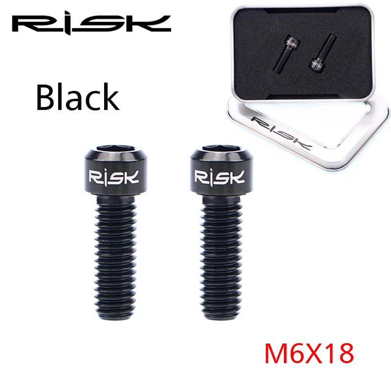 2pcs Risk Titanium Alloy Bike Crank Arm Bolts M6*18mm MTB Mountain Bike Screws Ultralight Cycling Crank Arm Bolts Bike Parts