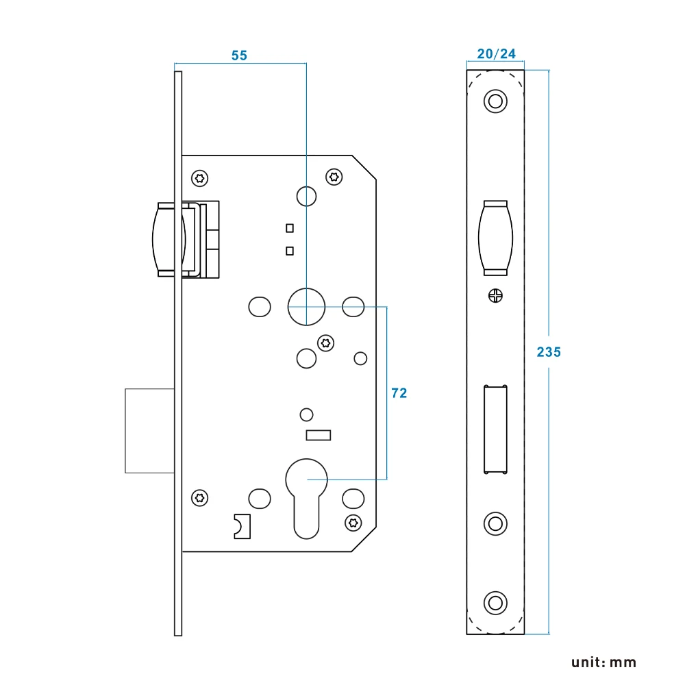 Roller bolt fire rated mortise lock