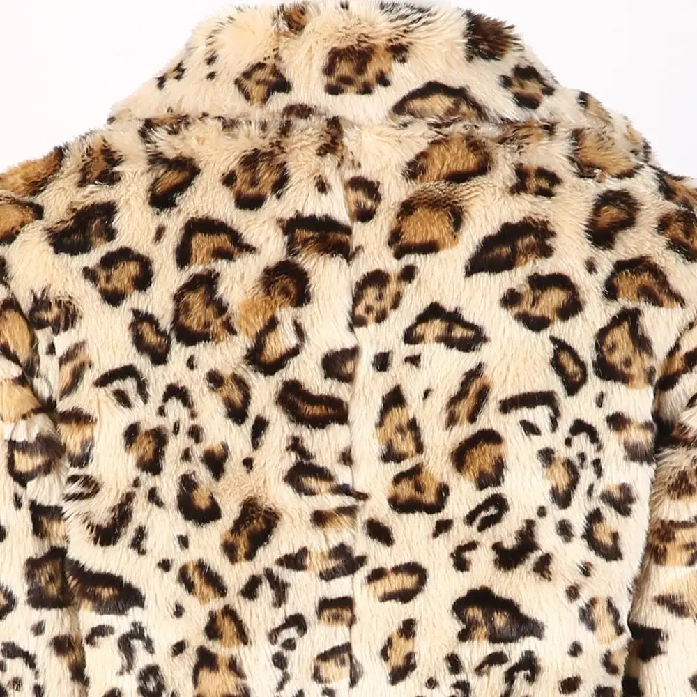 LEOPARD PRINT CLASSIC KNEE LENGTH FAUX FUR COAT