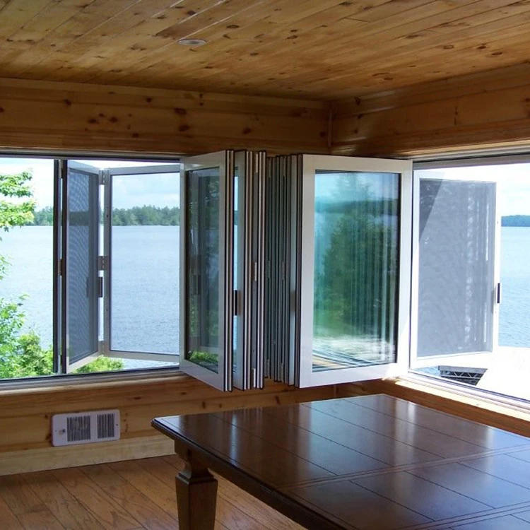 New Design Aluminium Hurricane Proof Vertical Bifold Up Window