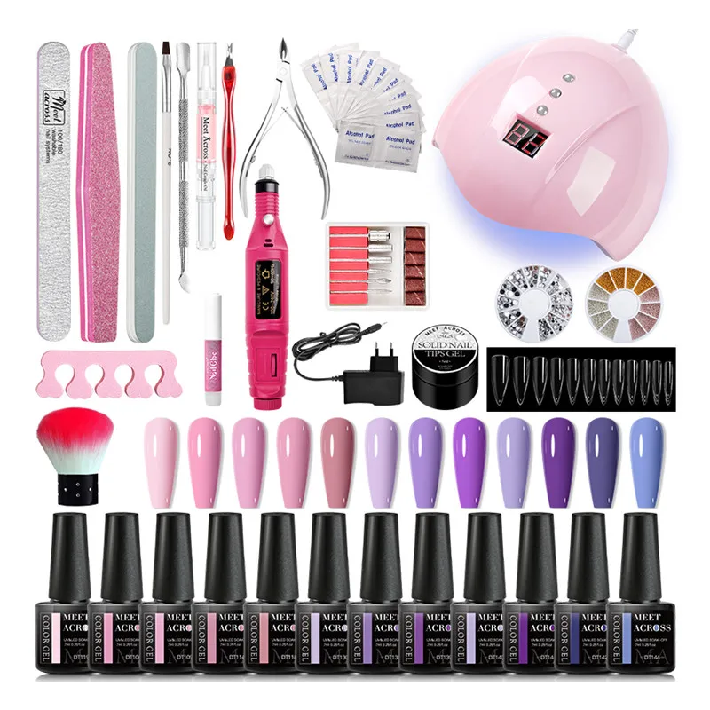12 colors UV Gel Polish Starter Kit Professional Nail Gel Set Kit with 36w UV Lamp Manicure Nail Tools
