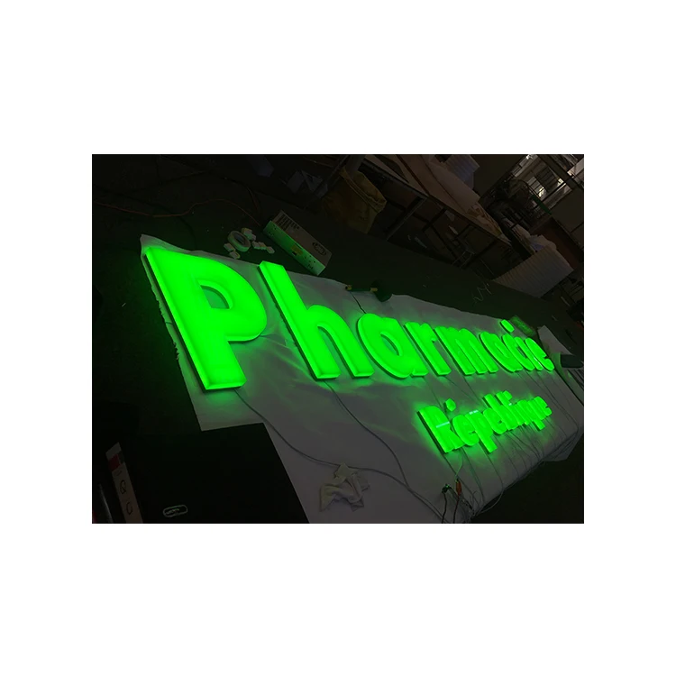 Customized pharmacie shop name logo advertising fronlit illuminated led acrylic letter sign