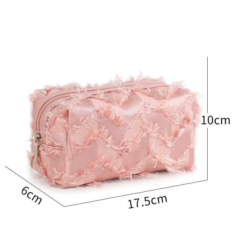New 2022 Portable Cosmetic Organize Customized New Fabric square Travel pink Lady Polyester Makeup Bag