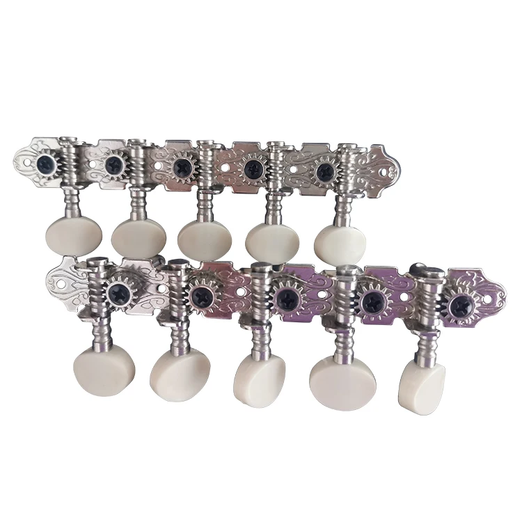 HUASHENG Model Design Acoustic Guitar Tuning Pegs 2 Pieces 5 Left Machine Heads Sliver Surface Bass Guitar Parts Accessories