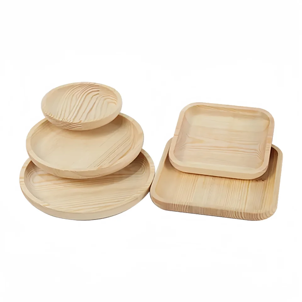 Rustic Wooden Serving Trays with Handle Distressed Nesting Multipurpose Storage Boxes & Bins for Breakfast Foods Coffee Table