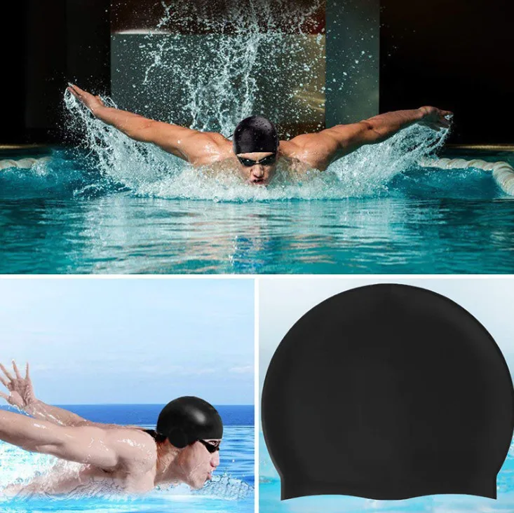  Wholesale Adult Multicolor Custom Printing Eco-friendly Waterproof Silicone Swimming Cap Swim