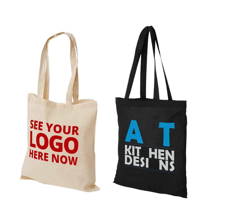 Пустая многоразовая индивидуальная черная сумка-тоут из хлопчатобумажной ткани с пользовательским логотипом