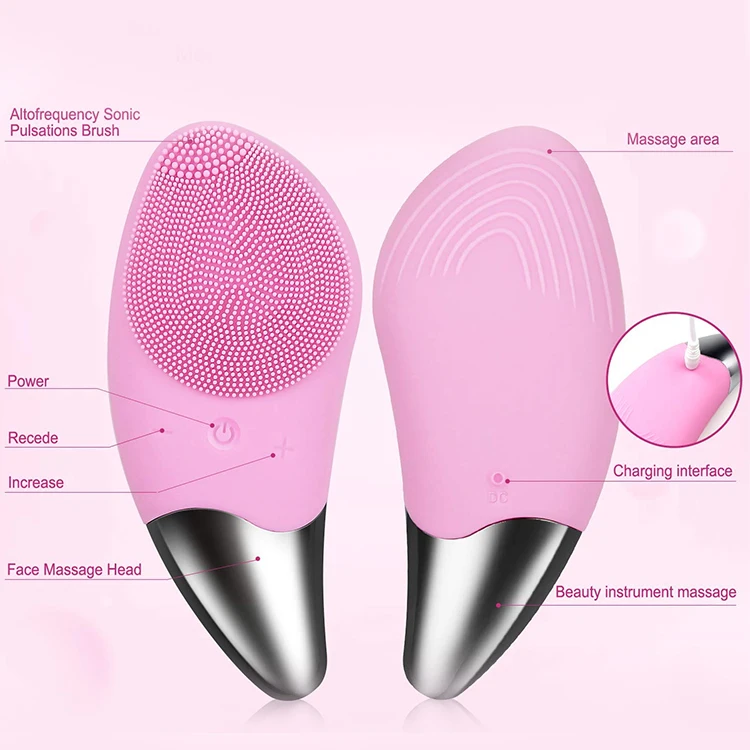 Wholesale Silicone Face Scrubber Exfoliator Electric Facial Cleansing Brush Silicone Face Brush Facial Cleansing Brush