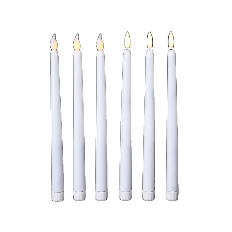 Flameless Real Wax Paraffin Plastic Pillar Warm Light LED Taper Candle With 10 Keys Timer Remote Operate For Gift