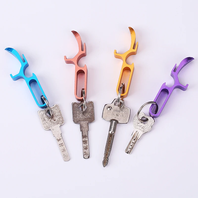 2024 Hot Sale Aluminum Alloy Bottle Opener Keychain Multi function With Ten Colors For Shotgun Tools
