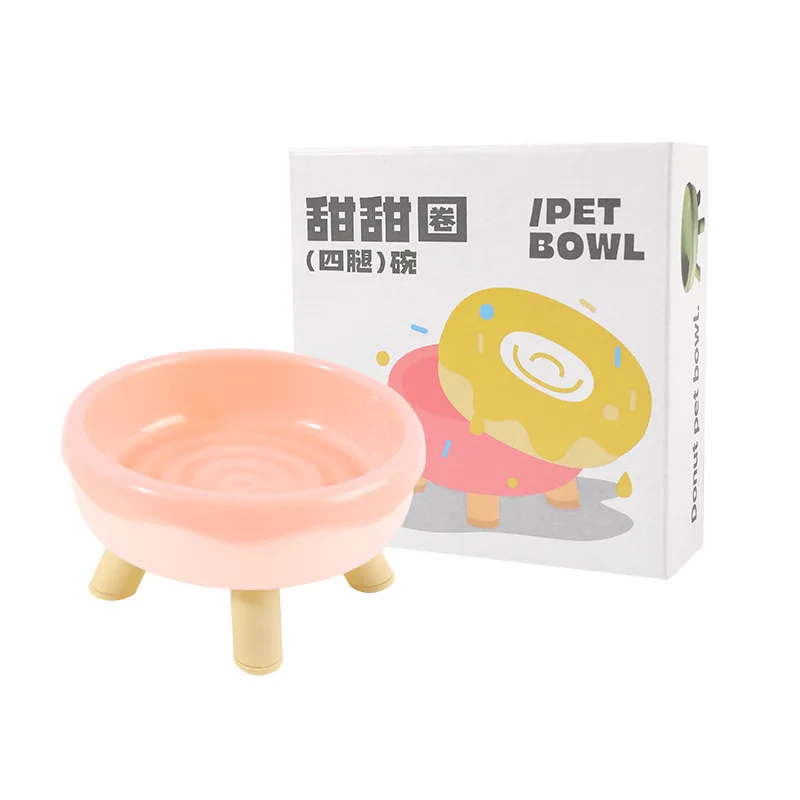 Hot Cervical Spine Protection Four legged Donuts Cat Food Dispenser Cat Bowl Plastic Cat Elevated Bowl Tilted Bowl For Pets