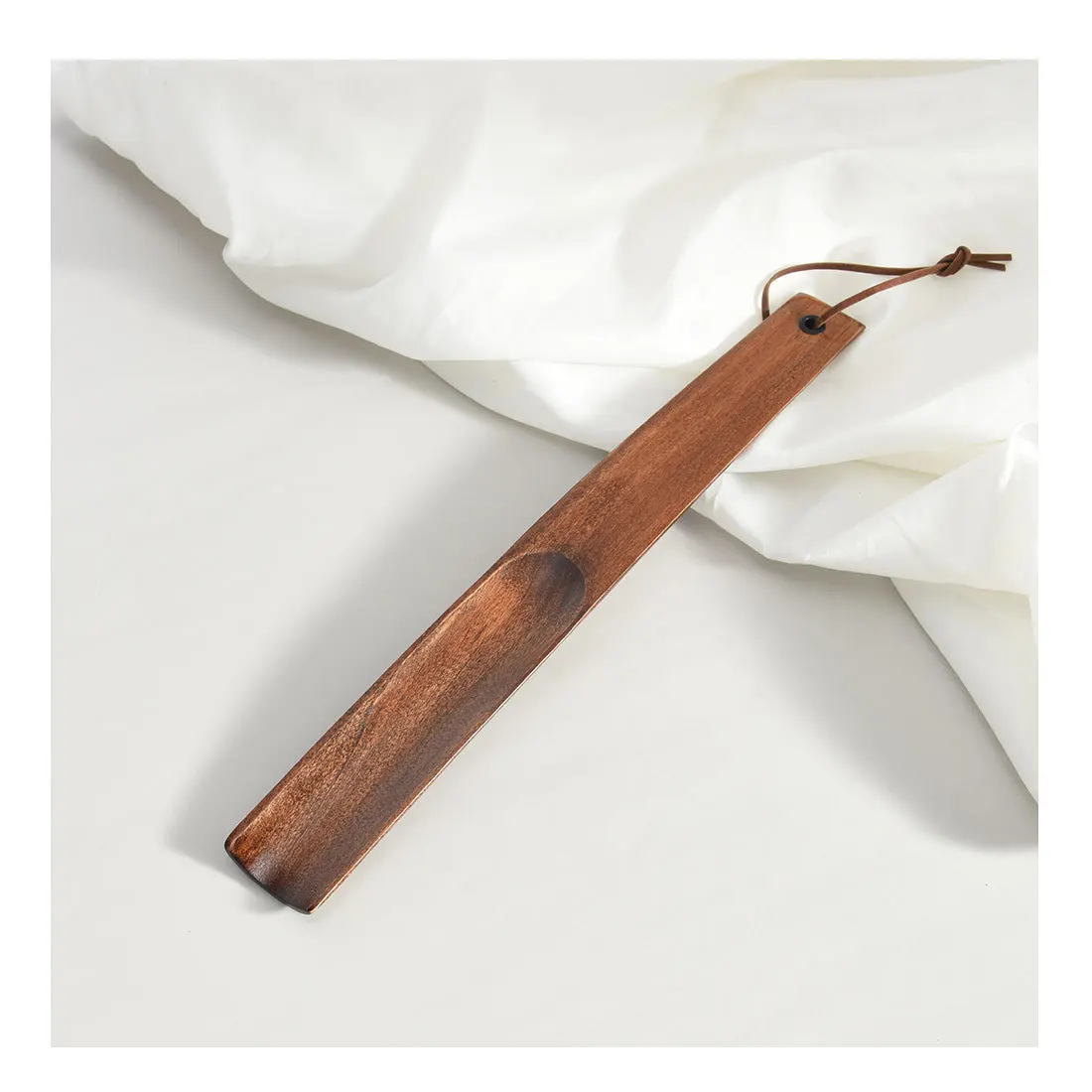 Wholesale 38cm lazy Long handled black Style Wood Shoe Horn Hotel Shoehorn