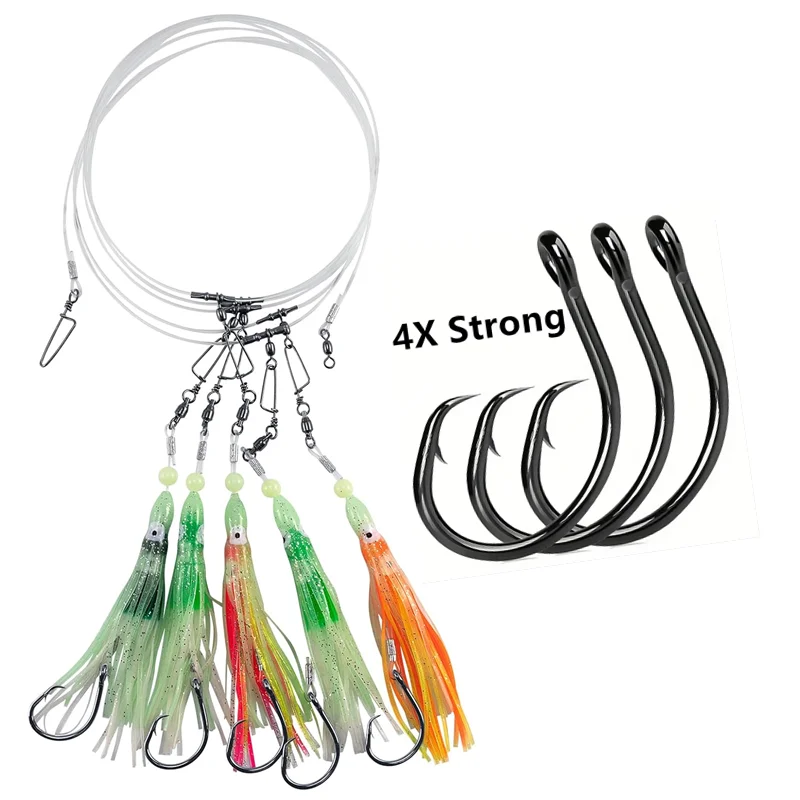 5 Circle Shark Hook Deep Drop Rigs Fishing Rigs Dark Deep Sea Fishing Lures Trolling Lures  Stripers Halibut Trout Tuna Salmon