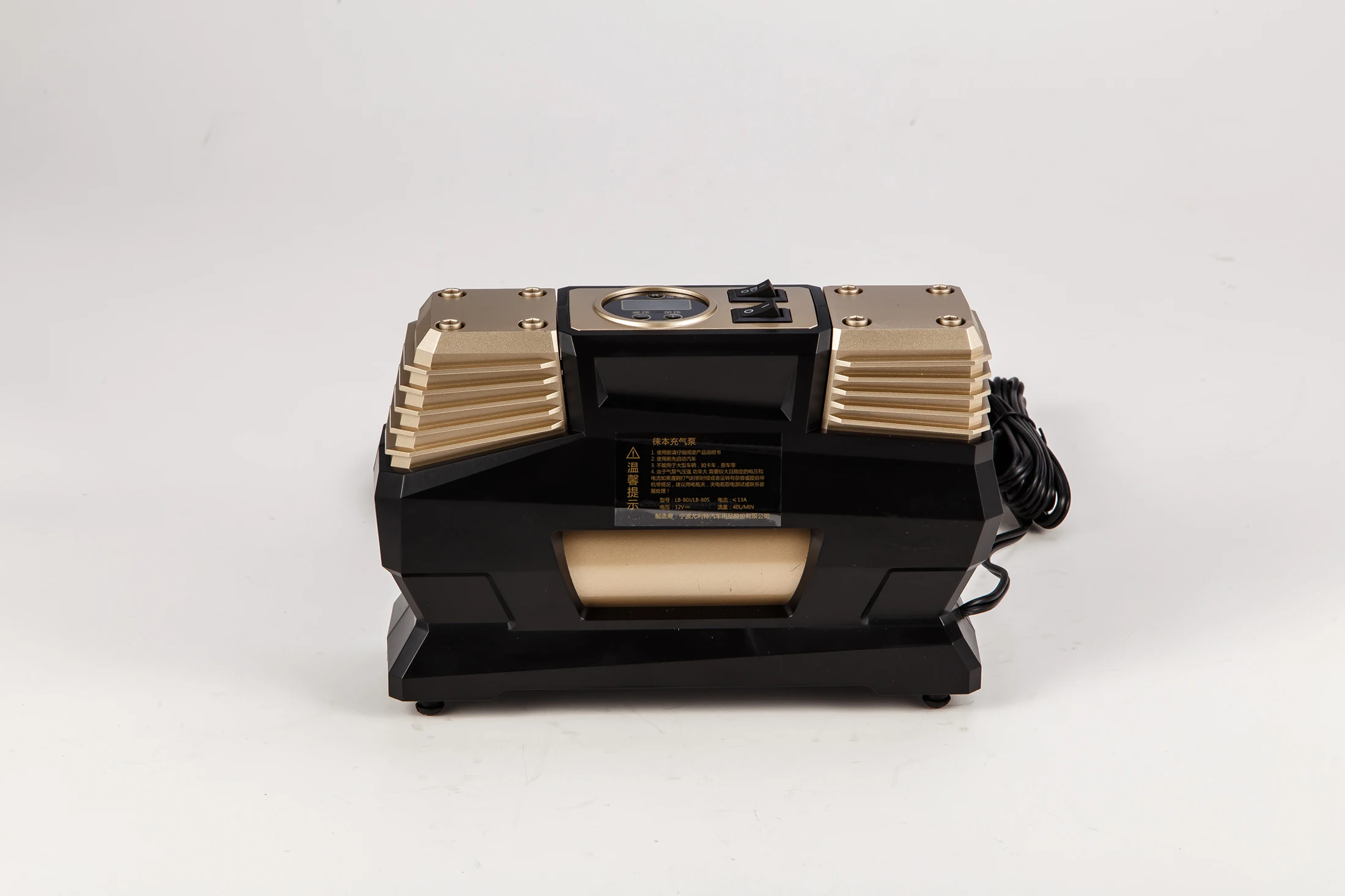 Small Double Cylinder Digital Gauge Air Compressor With LED Light DC 12V Car Pump Portable and Handle OEM