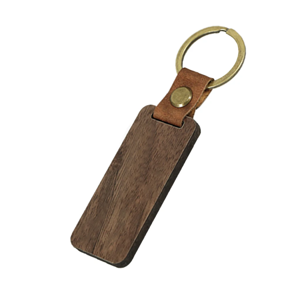2023 New Products Hand Made Wooden Keychain Custom Logo Key Chain Wooden Keyrings Leather For Teachers Gift