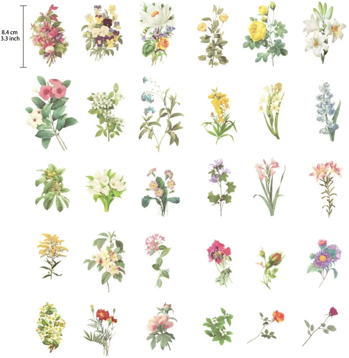 Floral Washi Tape Planner Sticker Decorative Craft Stationery Scrapbooking Set for Diary Album Notebook Bullet