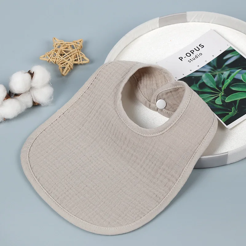 Wholesale crepe fabric new drool bib Solid color pure cotton 4-layer bib baby supplies newborn bib